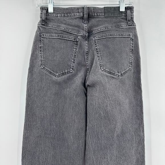 Madewell The Perfect Vintage Wide Leg Crop Jeans Gray Wash Raw Hem Womens Sz 25 - Picture 9 of 11